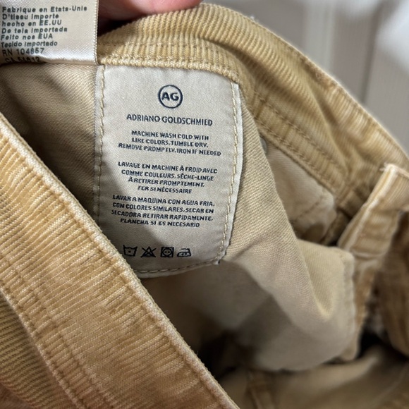 AG ADRIANO GOLDSCHMIED Mens 34x34 Everett Slim Corduroy Pants Camel Khaki - Picture 3 of 9